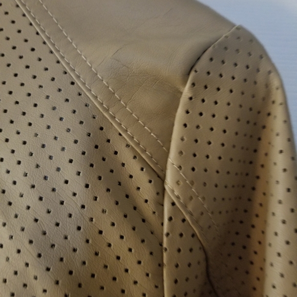 Women's Tan Color Faux Leather Jacket - Picture 4 of 13